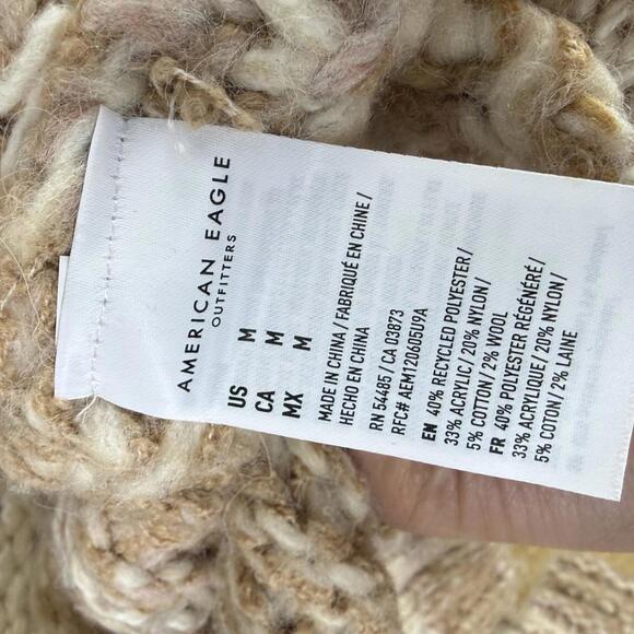 American Eagle Tan Cozy Chunky Knit Cardigan Sweater - Size - Medium - Picture 4 of 6